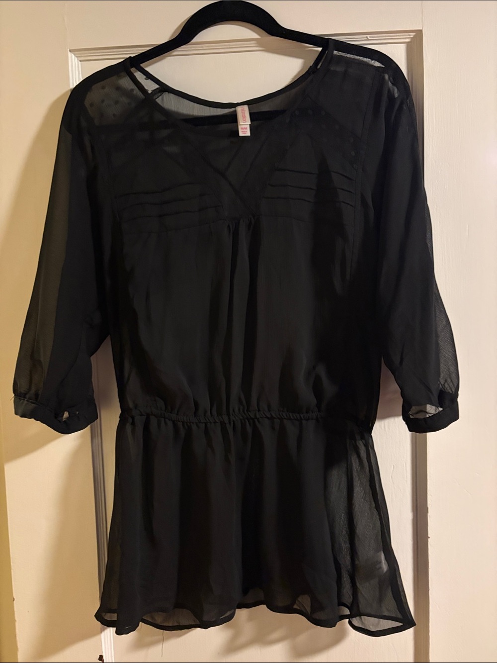 Xhilaration Black Sheer Peplum Blouse